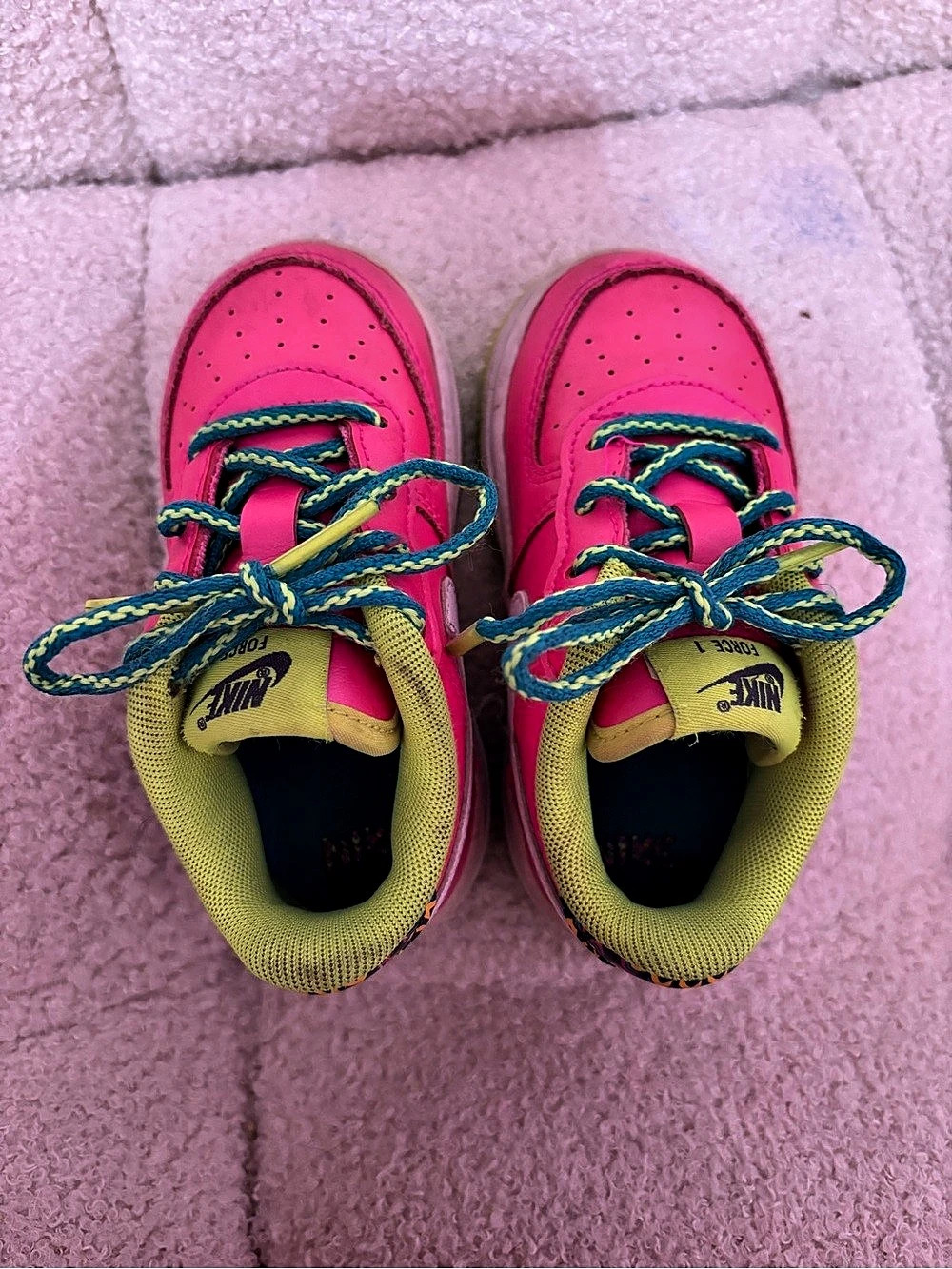Nike Air Force 1 Low Toddler Pink Neon Blue Low Toddler Pink & Yellow Sneakers